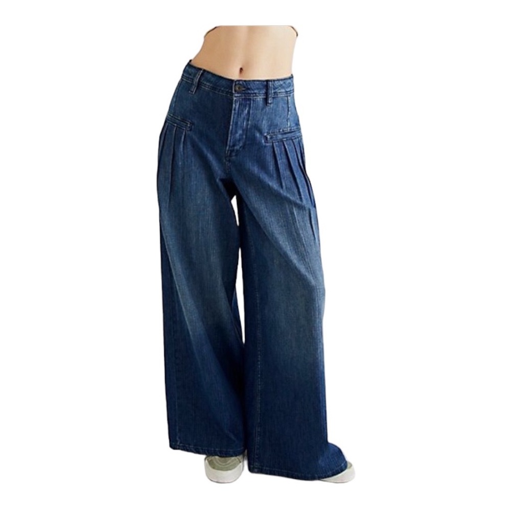 Free People We The Free  Charlie Wide Leg High Rise Button Fly Jeans Size 27
